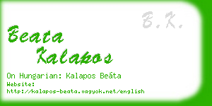 beata kalapos business card